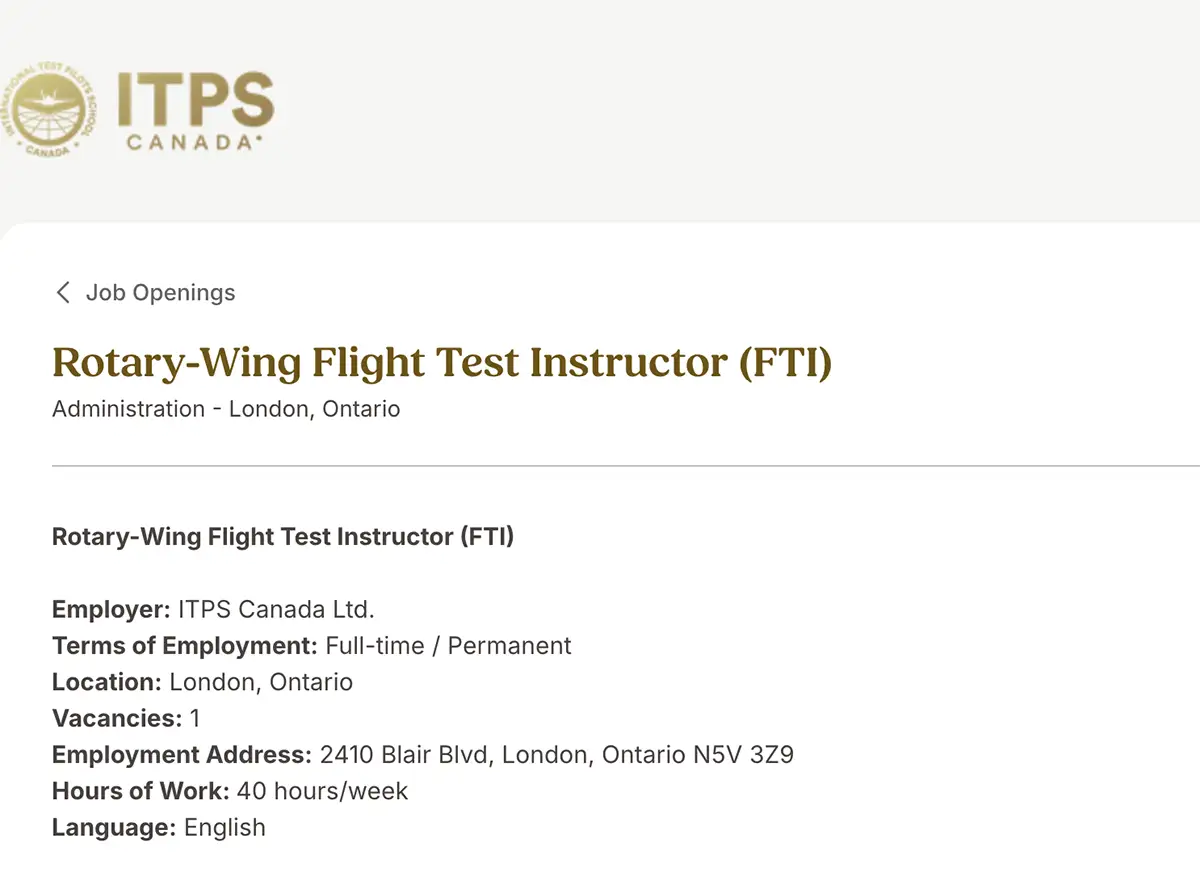 Rotary-Wing Flight Test Instructor (FTI) | Job Openings